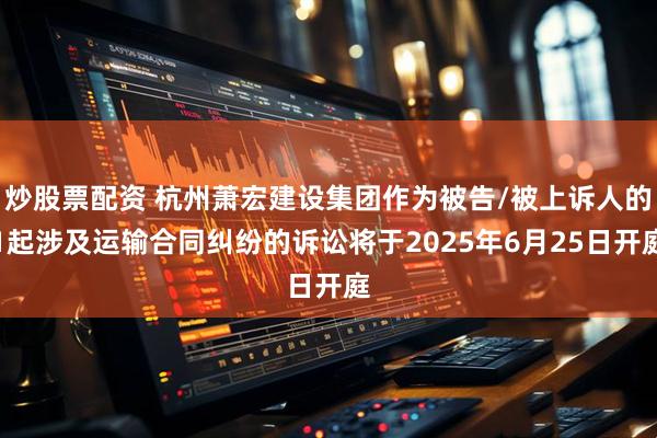 炒股票配资 杭州萧宏建设集团作为被告/被上诉人的1起涉及运输合同纠纷的诉讼将于2025年6月25日开庭